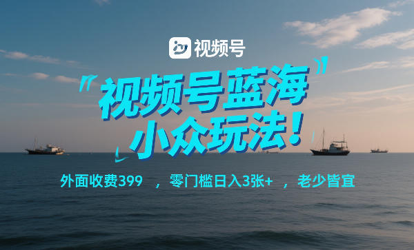 视频号蓝海小众玩法！外面收费399，零门槛日入3张+，老少皆宜-副业资源站