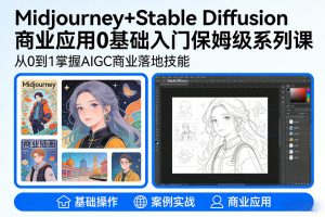 AIGC商业应用Midjourney+Stable Diffusion教程，0基础入门保姆级系列课-副业资源站
