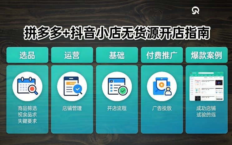 拼多多+抖音小店无货源开店，包括：选品、运营、基础、付费推广、爆款案例等(更新26年2月)-副业资源站