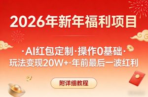 新年福利项目，AI红包定制，操作0基础，玩法变现20W+年前最后一波红利，附详细教程-副业资源站