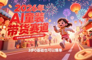 AI童装新春带货赛道，一部手机0成本狂销1.2万件喜提20W+，3步0基础也可以爆单-副业资源站