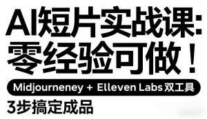 AI短片实战课：零经验可做，Midjourney+ElevenLabs双工具，3步搞定成品-副业资源站
