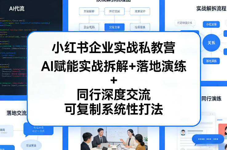 小红书企业实战私教营，AI赋能实战拆解+落地演练+同行深度交流，可复制系统性打法-副业资源站