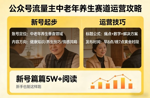 公众号流量主中老年养生赛道，新号篇篇5W+阅读，新手也能这样跑-副业资源站