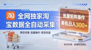 全网独家，淘宝数据全自动采集项目，批量可矩阵，单机轻松日入300【揭秘】-副业资源站