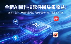 全新AI黑科技软件撸头条收益！无需写指令，一键秒过原创，每天只需半小时，稳定日入3张【揭秘】-副业资源站