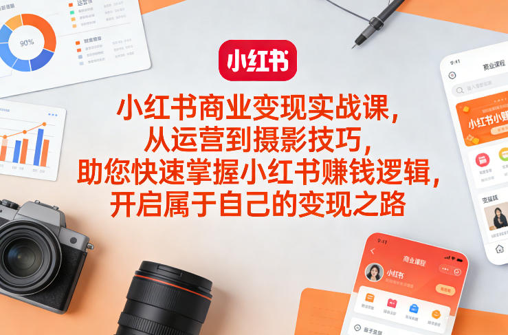 小红书商业变现实战课，从运营到摄影技巧，助您快速掌握小红书賺钱逻辑，开启属于自己的变现之路-副业资源站