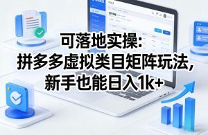 可落地实操：拼多多虚拟类目矩阵玩法，新手也能日入1k+【揭秘】-副业资源站