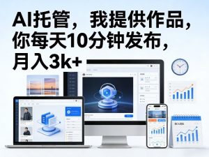公众号AI托管，我提供作品，你每天10分钟发布，月入3k+【揭秘】-副业资源站