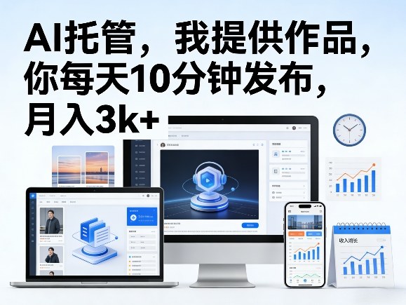 公众号AI托管，我提供作品，你每天10分钟发布，月入3k+【揭秘】-副业资源站