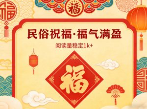 公众号流量主之民俗祝福赛道，选题不愁，结构固定，阅读稳定1w+-副业资源站