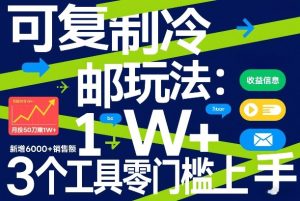 可复制冷邮件玩法：月投50刀賺1W+，新增6000+销售额，3个工具零门槛上手-副业资源站
