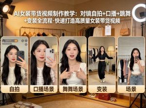 AI女装带货视频制作教学，对镜自拍、口播、跳舞、变装全流程，快速打造高质量女装带货视频-副业资源站