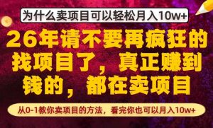 为什么真正賺到钱的都在卖项目，从0-1教你卖项目的方法，看完你也可以月入10w+【揭秘】-副业资源站