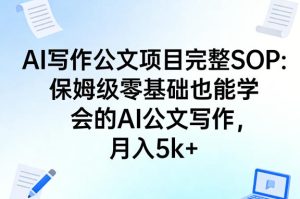 AI写作公文项目完整SOP,保姆级零基础也能学会的AI公文写作,月入5k+-副业资源站