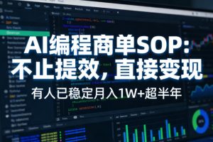 AI编程商单SOP,AI编程不能只给工作提效,还要直接变现,有人已经稳定月入1W+半年了-副业资源站