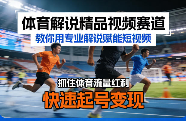 体育解说精品视频赛道，教你用专业解说赋能短视频，抓住体育流量红利，快速起号变现-副业资源站