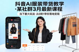 抖音AI服装带货教学，某社群3月最新课程，当下最火玩法，从0到1带你落地变现-副业资源站