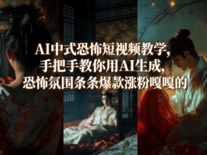 AI中式恐怖短视频教学，手把手教你用AI生成，恐怖氛围条条爆款涨粉嘎嘎的-副业资源站