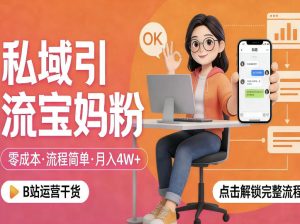 私域引流宝妈粉，零成本流程简单，手把手教你精准获客，月入1W＋-副业资源站