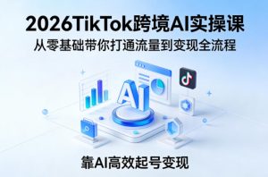 2026TikTok跨境AI实操课，从零基础带你打通流量到变现全流程，靠AI高效起号变现-副业资源站