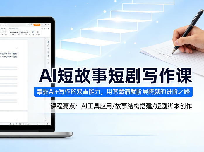 AI短故事短剧写作课，掌握AI+写作的双重能力，用笔墨铺就阶层跨越的进阶之路-副业资源站