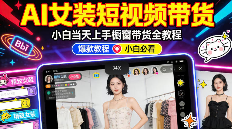 AI女装短视频橱窗带货：小白零门槛当天上手，高佣金爆款轻松賺！-副业资源站