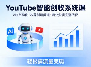 YouTube智能创收系统课,AI+自动化,从零创建YouTube频道并实现商业变现的完整路径,轻松搞流量变现-副业资源站