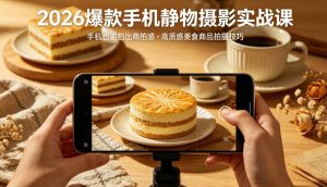 2026爆款手机静物摄影实战课,手机也能拍出商拍感,学会拍出高质感美食商品-副业资源站