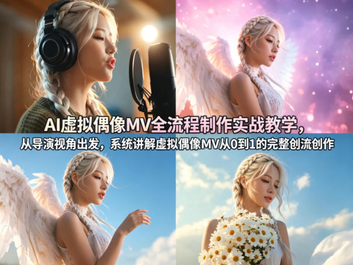 AI虚拟偶像MV全流程制作实战教学，从导演视角出发，系统讲解虚拟偶像MV从0到1的完整创作流程-副业资源站