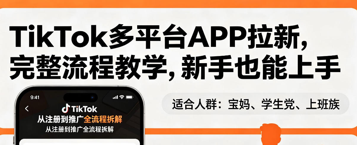 TikTok多平台APP拉新，完整流程教学，新手也能上手，轻松出海搞美金-副业资源站