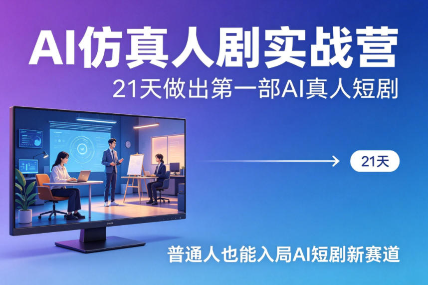 AI仿真人剧实战营，21天做出第一部AI真人短剧，普通人也能入局AI短剧新赛道-副业资源站