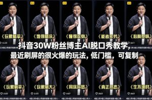 抖音30W粉丝博主AI脱口秀教学,最近刷屏的很火爆的玩法,低门槛,可复制-副业资源站
