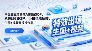 （特效出场）平面变立体特效AI视频SOP，小白也能玩转，生图+视频直接抄作业-副业资源站