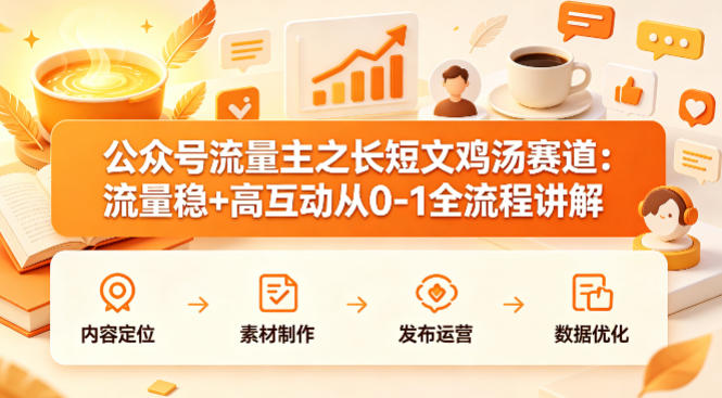 公众号流量主之长短文鸡汤赛道，流量稳+高互动，从0-1全流程讲解-副业资源站