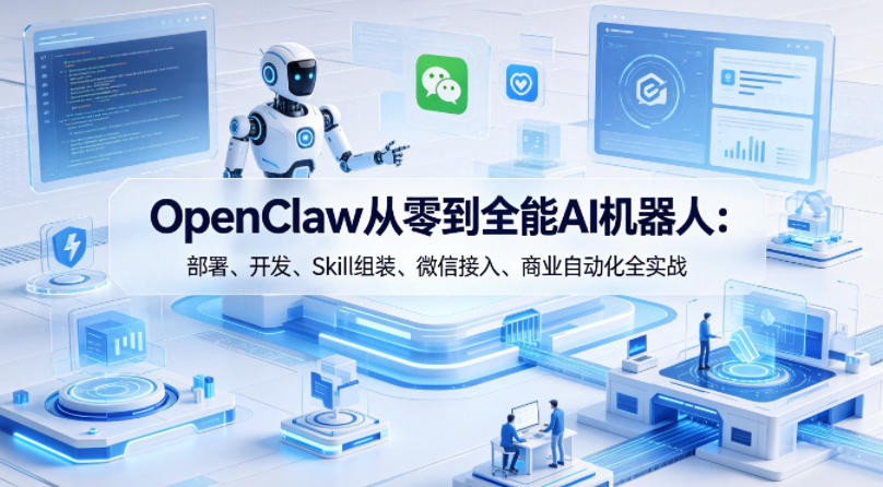 OpenClaw从零到全能AI机器人：部署、开发、Skill组装、微信接入、商业自动化全实战-副业资源站