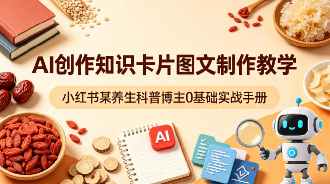 AI创作知识卡片图文制作教学，小红书某养生科普博主0基础实战手册-副业资源站