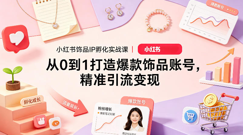 小红书饰品IP孵化实战课｜从0到1打造爆款饰品账号，精准引流变现-副业资源站