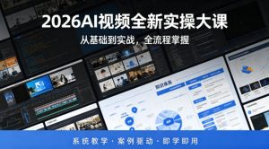 2026AI视频全新实操大课，从基础到实战，全流程掌握，系统教学·案例驱动·即学即用-副业资源站