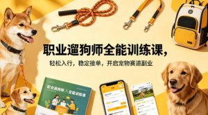 职业遛狗师全能训练课，轻松入行，稳定接单，开启宠物赛道副业-副业资源站