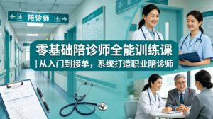 零基础陪诊师全能训练课｜从入门到接单，系统打造职业陪诊师-副业资源站