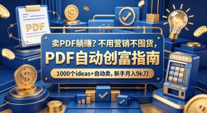 卖PDF躺賺？不用营销不囤货，PDF自动创富指南，1000个ideas+自动卖，新手月入9k刀【原创双语字幕】-副业资源站