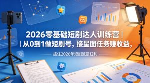 2026零基础短剧达人训练营｜从0到1做短剧号，接星图任务賺收益，抓住2026年短剧流量红利-副业资源站