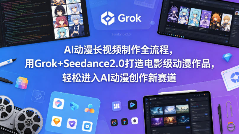 AI动漫长视频制作全流程，用Grok+Seedance2.0打造电影级动漫作品，轻松进入AI动漫创作新赛道-副业资源站