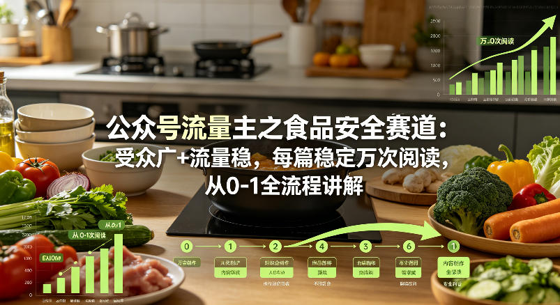 公众号流量主之食品安全赛道，受众广+流量稳，每篇作品稳定万次阅读，从0-1全流程讲解-副业资源站