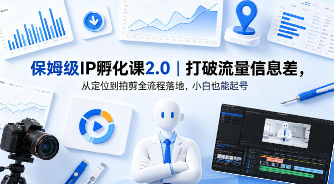 保姆级IP孵化课2.0｜打破流量信息差，从定位到拍剪全流程落地，小白也能起号-副业资源站