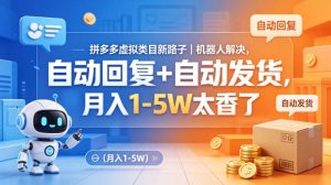 拼多多虚拟类目新路子｜机器人解决，自动回复+自动发货，月入1-5W太香了【揭秘】-副业资源站