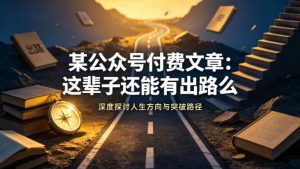 某公众号付费文章：这辈子还能有出路么-副业资源站
