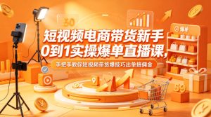 短视频电商带货新手0到1实操爆单直播课，手把手教你短视频带货爆技巧出单搞佣金-副业资源站