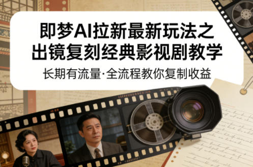 即梦AI拉新最新玩法之出镜复刻经典影视剧教学，长期有流量，全流程教你复制收益-副业资源站
